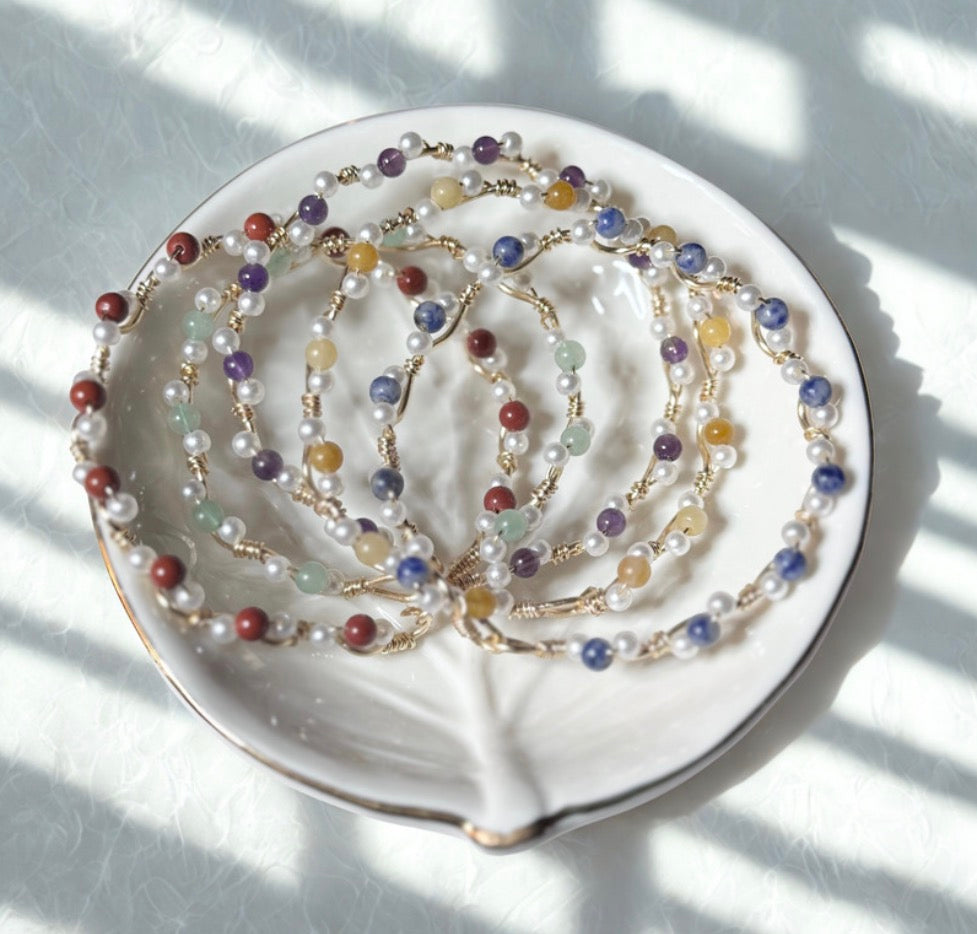 Wavy Wire Stone Bracelets