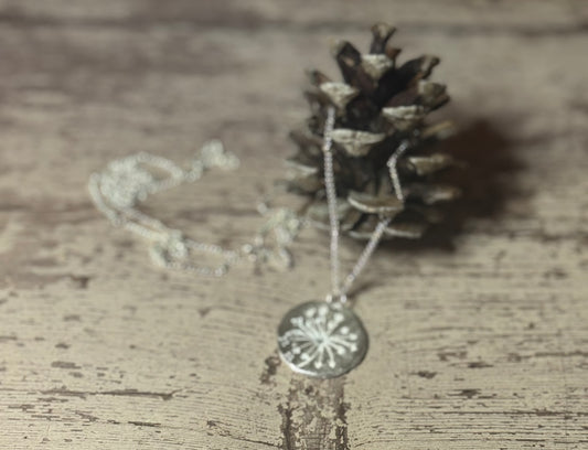 Hand-Fired Fine Silver Wildflower Pendant Necklace - One of a Kind