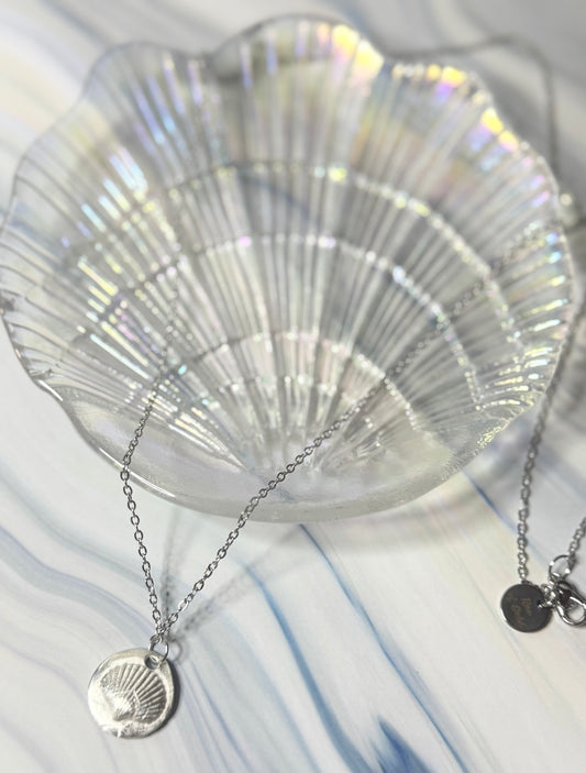 .999 Pure Silver Textured Shell Pendant - One-of-a-Kind