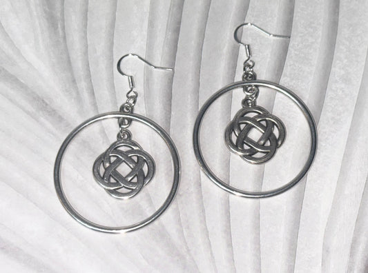 Silver Celtic Knot Hoops - Made with Ireland Sourced Charms - One of a Kind