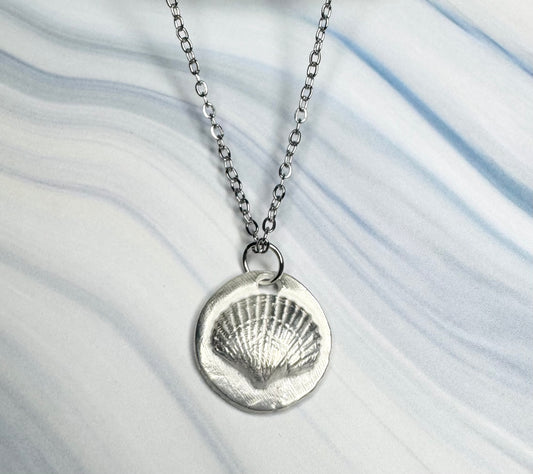 .999 Pure Silver Textured Shell Pendant - One-of-a-Kind