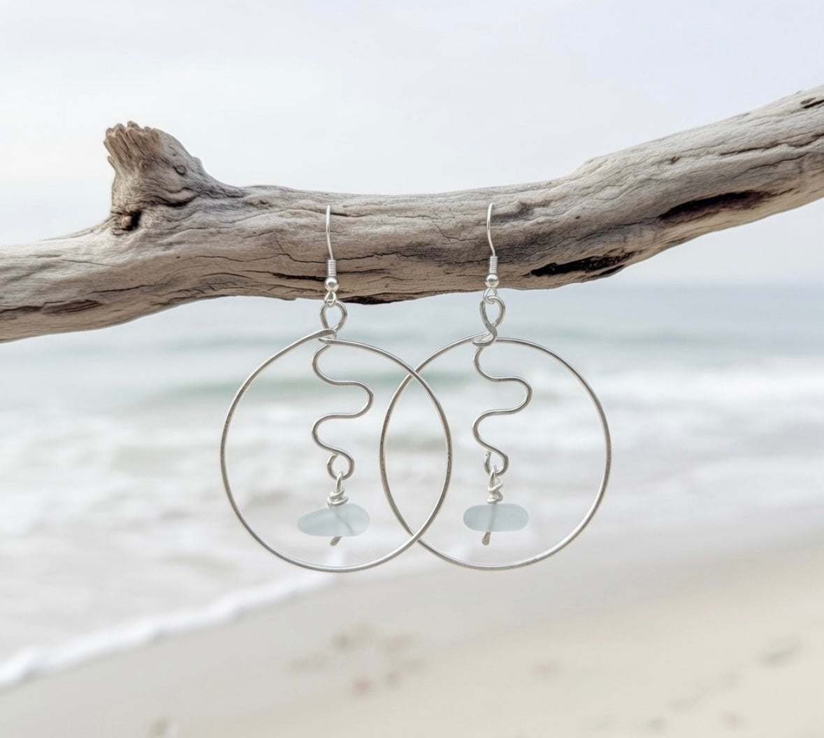 Seaglass Squiggle Hoops