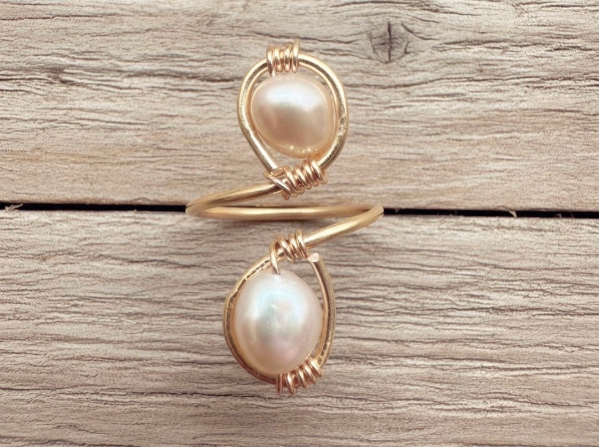 Double Pearl Wrap Ring