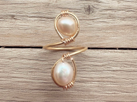 Double Pearl Wrap Ring
