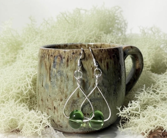 Green Glass Drop Earrings