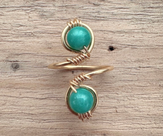 Amazonite Double Wrap Ring