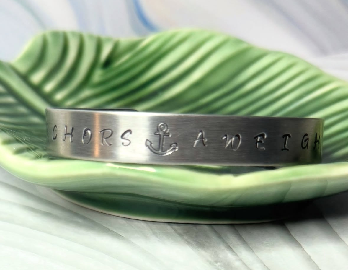 Hand-Stamped Anchors Aweigh Bangle